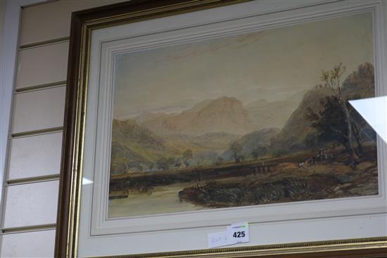 David Cox Junior, watercolour, The Vale of Ffestiniog, signed 33 x 50cm.